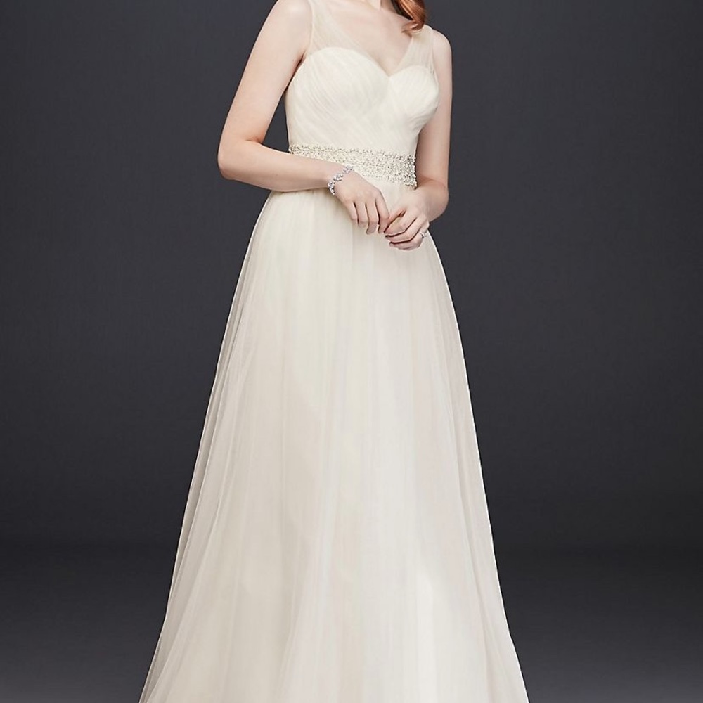 Tulle A-line wedding dress with beaded waist